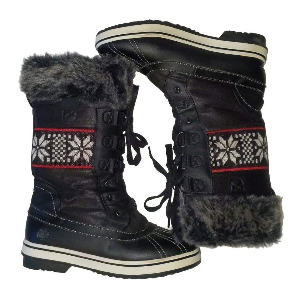 Northside Black Winter Boots with Snowflake Design